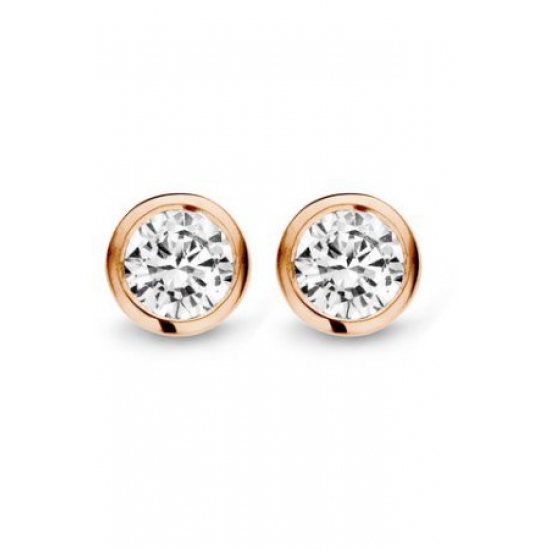 Moments oorknopje zilver/ rose verguld met zirkonia 5.5mm - 51096