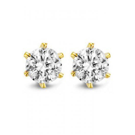 Moments oorstekertjes met zirkonia zilver/ goud verguld 5mm - 54137
