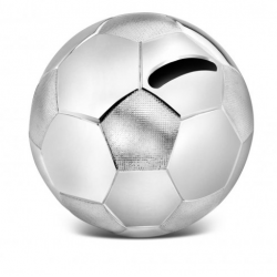 Spaarpot voetbal 8,5 X 8,5cm. zilver kleur - 53266