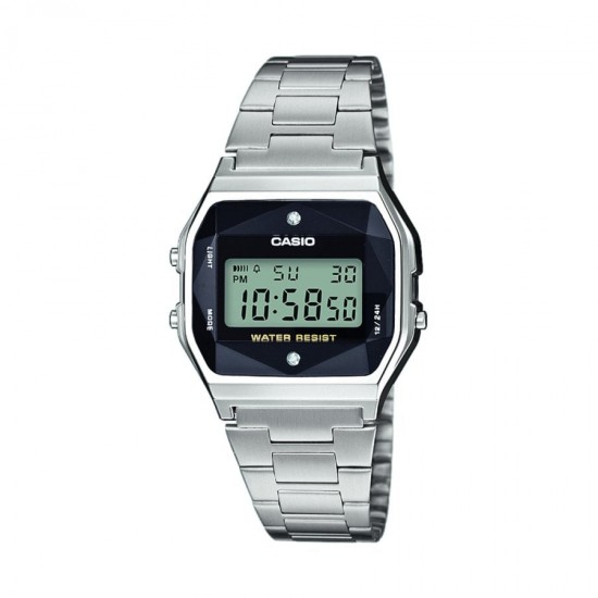 Casio retro horloge met echte diamant A158WEAD-1EF - 58243