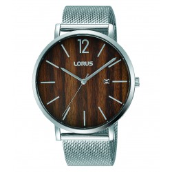 heren lorus STAAL mesh wooden dial RH995mx9 - 60353