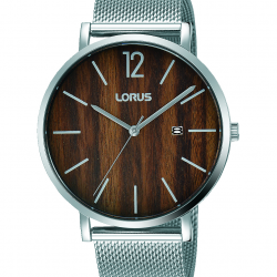 heren lorus STAAL mesh wooden dial RH995mx9 - 60353