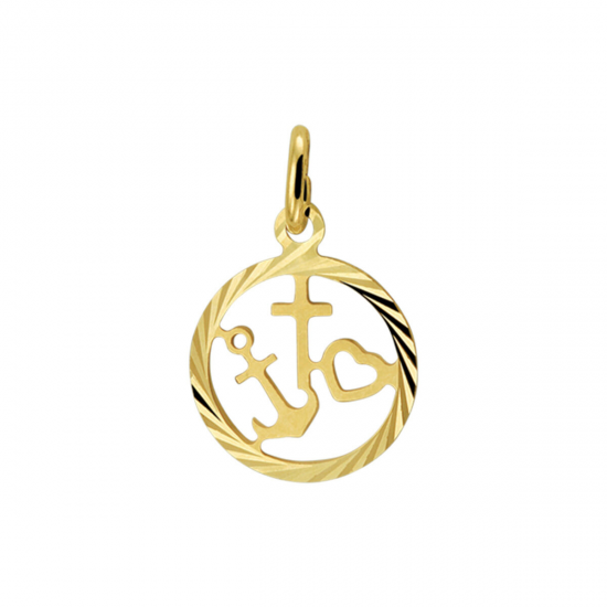 Gouden bedel hoop geloof en liefde in rand - 57345