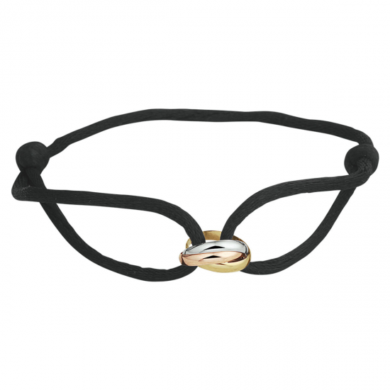 14 Karaats goud tricolor bedel aan zwart silk cord. - 60346