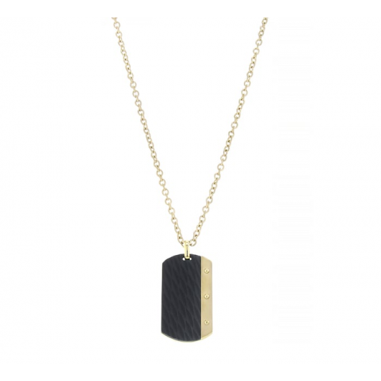AZE jewels AZ-NL001-B-080 collier staal 80cm , dogtag Dore - 60675