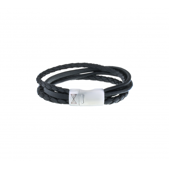 AZE Armband leer 21cm Iron four string black - 60727