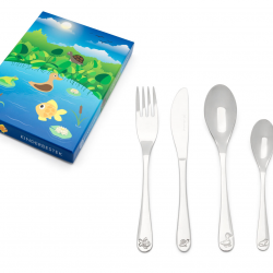 kinderbestekcouvert 4-delig vijverdieren rvs - 62106