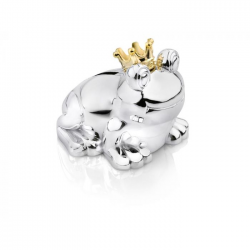 Spaarpot kikker 10x9x9 zilver kleur - 62109