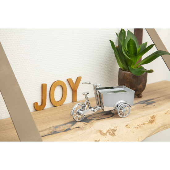 spaarpot bakfiets zilver kleur - 62110