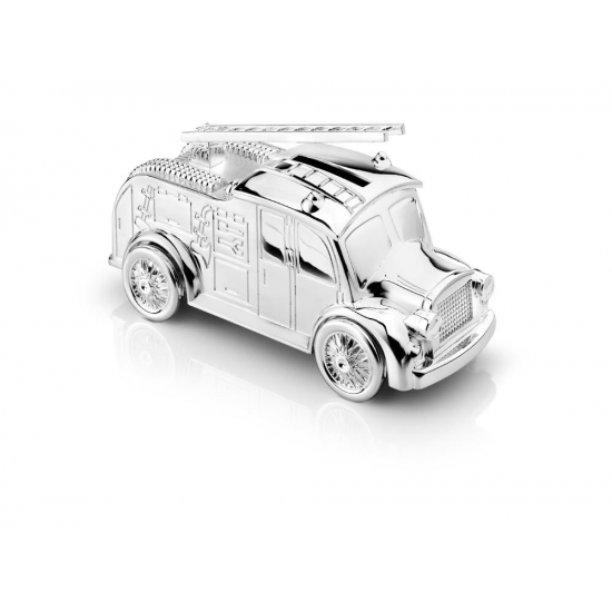 Spaarpot brandweerwagen 7x15cm zilver kleur - 62111