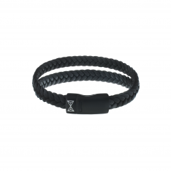 AZE Armband 19.5cm leer , double flat sting black on black - 60737 AZE Armband 19.5cm leer , double flat sting black on black - 60737