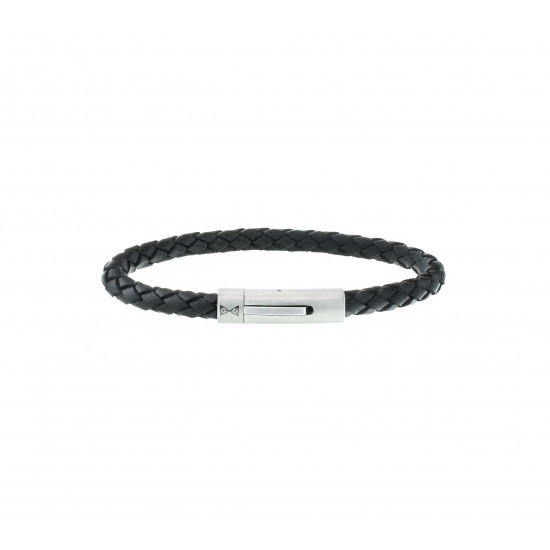 AZE Armband 21cm iron string black leer - 60738