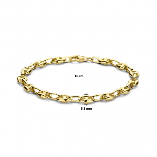 14 karaats geel gouden Armband koffieboon 18cm 5.8mm - 62350