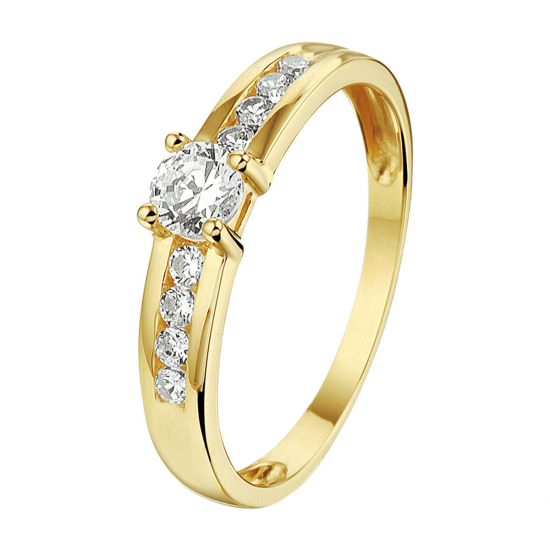 14 Karaats Geelgouden Zirkonia Ring - 62023