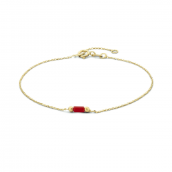 14 karaats geel gouden Armband bloedkoraal 16/18cm - 62429