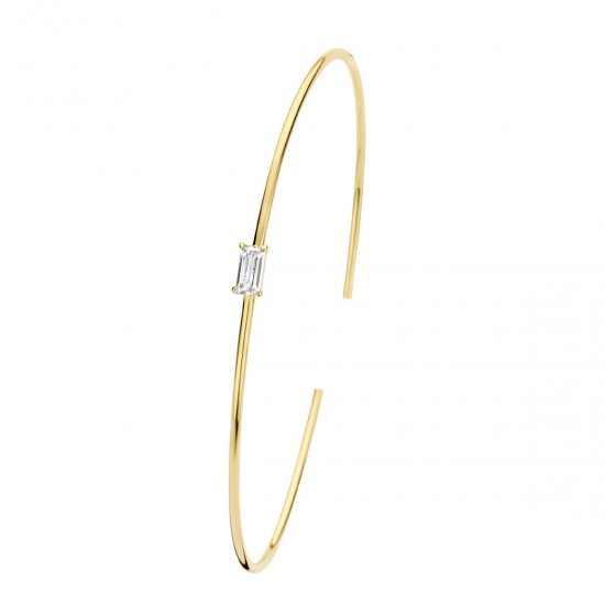 Een veertien karaats geel gouden spang armband met zirkonia - 62497