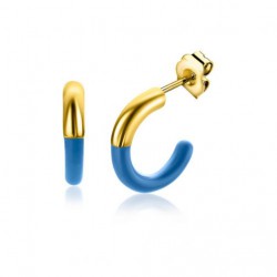 zinzi oorstekers verguld met blauw emaille 16x3mm - 62593