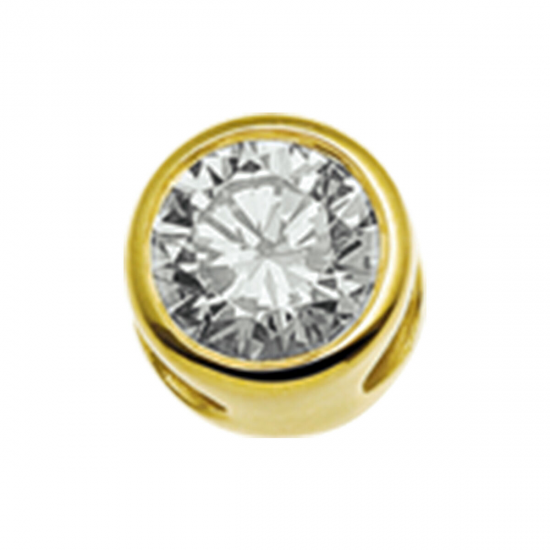 14 karaats gouden hanger zirkonia 7mm - 62677