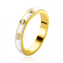 zinzi aanschuif ring emaille wit, zirkonia 3mm 56 - 62744