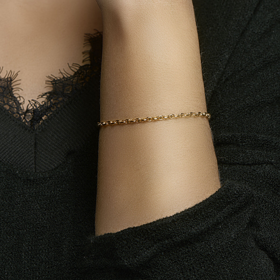 Een veertien karaats geelgouden armband fantasie 18cm - 60932
