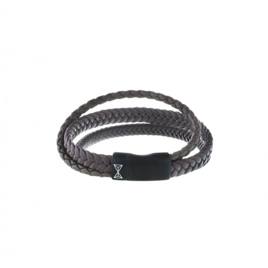 AZE Armband 19.5 cm iron three string brown on black 19.5cm - 61376