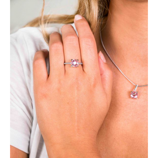 zinzi zir1470r56 ring met roze zirkonia maat 56 - 61773