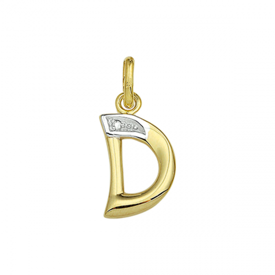 14 karaats gouden letter met een diamant - 61924