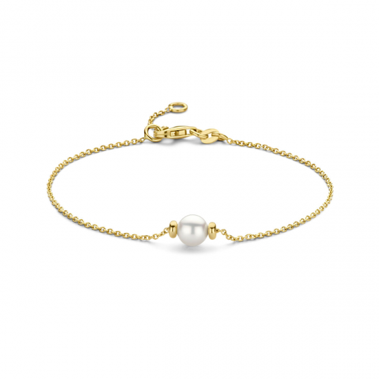 14krt geel gouden armband met zoet water parel 17/19cm - 62355