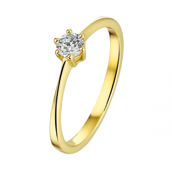 14karaats geel gouden solitair zirkonia 3.5mm - 62935