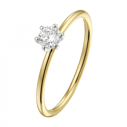 14karaats geel gouden solitair zirkonia 4mm - 62936