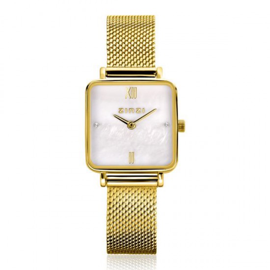 Zinzi horloge vierkant mini goud/ parelmoer 22mm - 62991