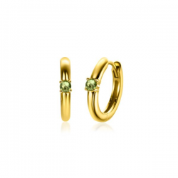 Zinzi geboortesteen klapcreool verguld Augustus peridot zirkonia - 63010