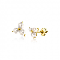 Zinzi gold 14krt gouden oorknpjes  met 3 pareltjes ZGO417 - 63031