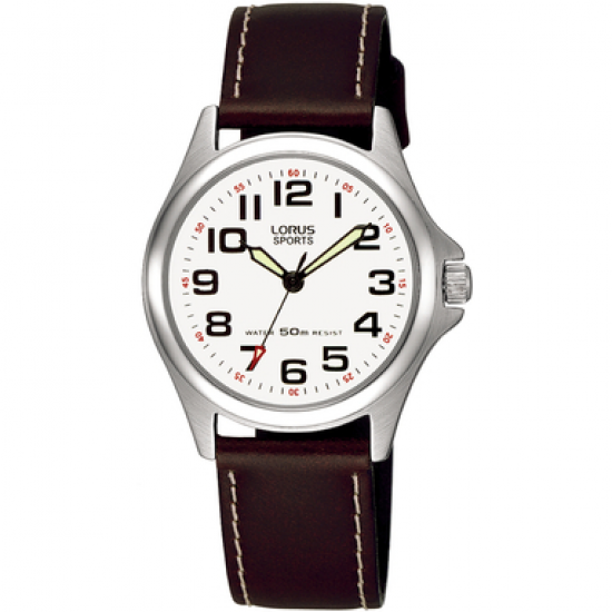 Lorus ds staal horloge met bruine band leer RRS51LX5 - 63143
