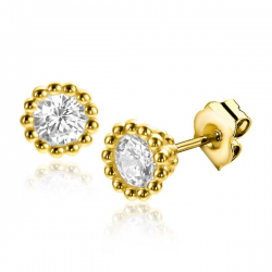 Zinzi gold 14krt  oorknopjes zirc. in bolletjes kast 4mm - 63164