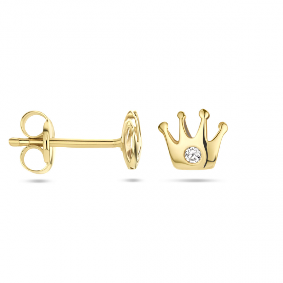 14 karaats gouden oorknoppen zirkonia - 63177