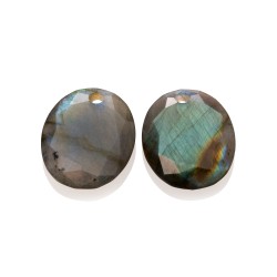 Sparkling jewels earstone / round oval / Labradorite / EAGEM18-RO - 63516