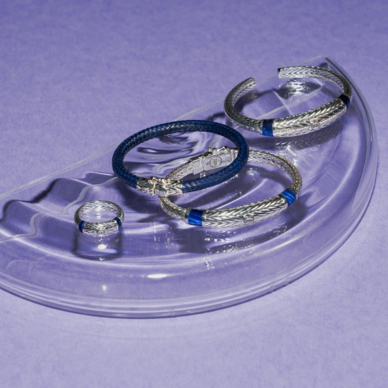 Buddha to Buddha armband Stone cuff tiger eye navy D 18cm - 63603