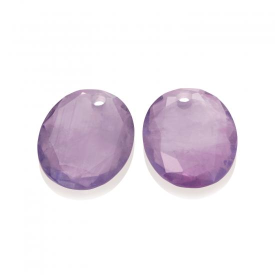 Sparkling  earstones round oval - Amathyst - 63709