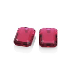 Sparkling - Earstones - Emrald cut - fuchsia quartz - 63714