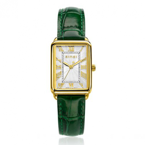 Zinzi horloge Elegance bicol grone leren band ZIW1907G - 64002