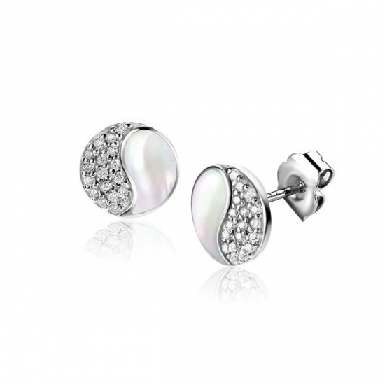 Zinzi oorknoppen ying yang parlmoer zirkonia ZIO2423 - 64008