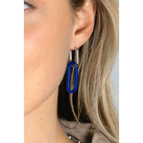 Zinzi oorbel bedels lapis lazuli ovaal 30mm - 64011