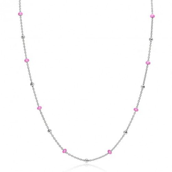 Zinzi collier met zilver met roze bolletjes - 64028