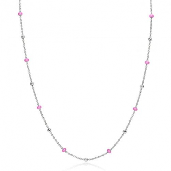 Zinzi collier met zilver met roze bolletjes - 64028