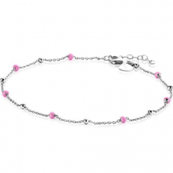 Zinzi enkelbandje zilver met roze balletjes ZIE2510 - 64029