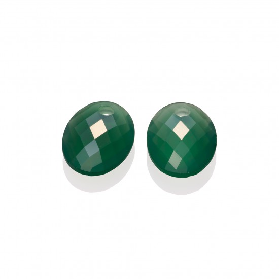 Sparkling jewels earstones  green onyx medium oval - 64063
