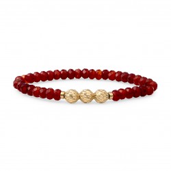 Sparkling jewels armband ruby quartz fuse beads gold 6mm - 64067