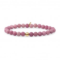 Sparkling jewels armband / pink rhodonite / 6mm saturn large - 64076