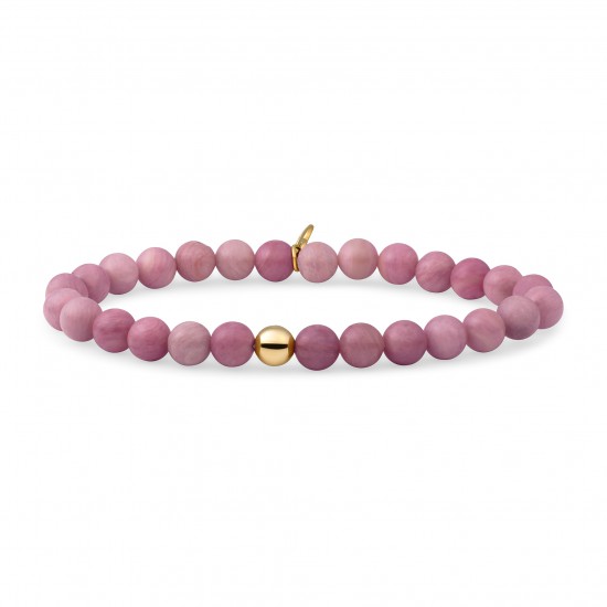 Sparkling jewels armband / pink rhodonite / 6mm saturn large - 64076